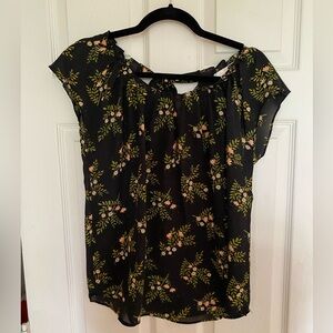LC Lauren Conrad Striped Floral Peasant Top